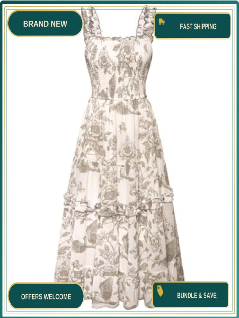 Flowy Floral Sleeveless Square Neck Dress with Pockets